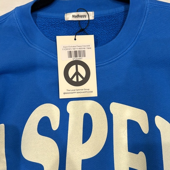 MADHAPPY ASPEN EXCLUSIVE FLEECE CREWNECK IN BLUE Size Medium New with Tags